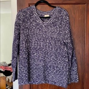 Purple and white knit sweater